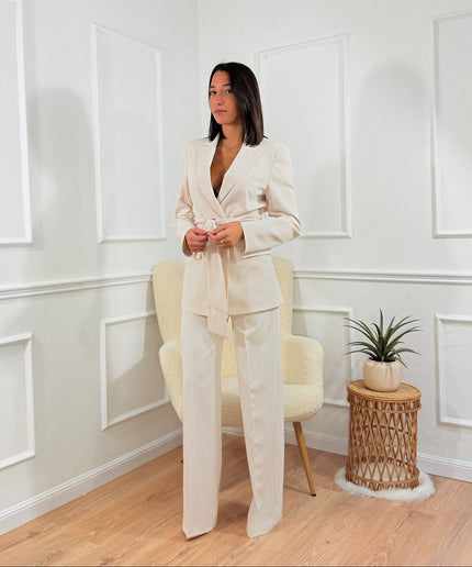 Tailleur con Cintura Tona Risci Panna