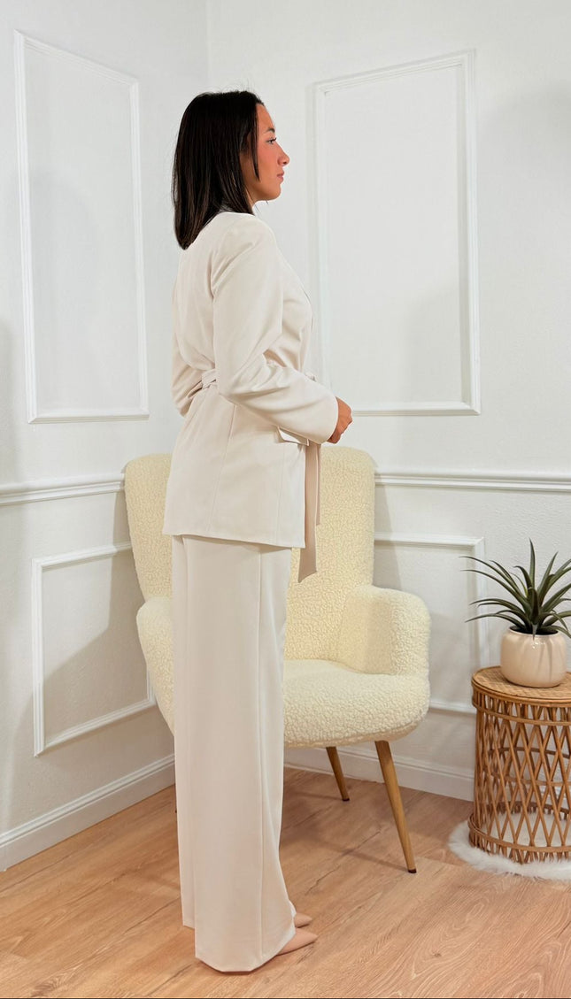 Tailleur con Cintura Tona Risci Panna