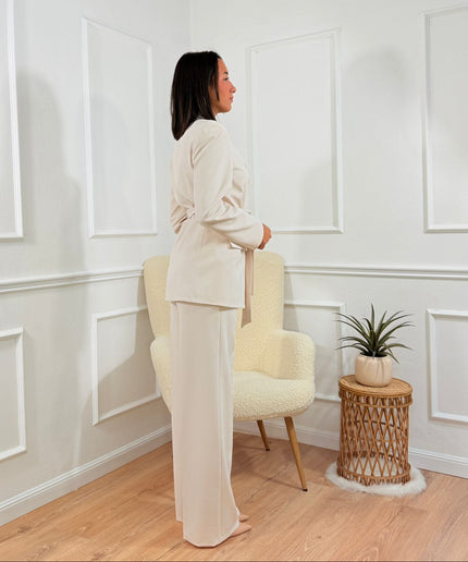 Tailleur con Cintura Tona Risci Panna