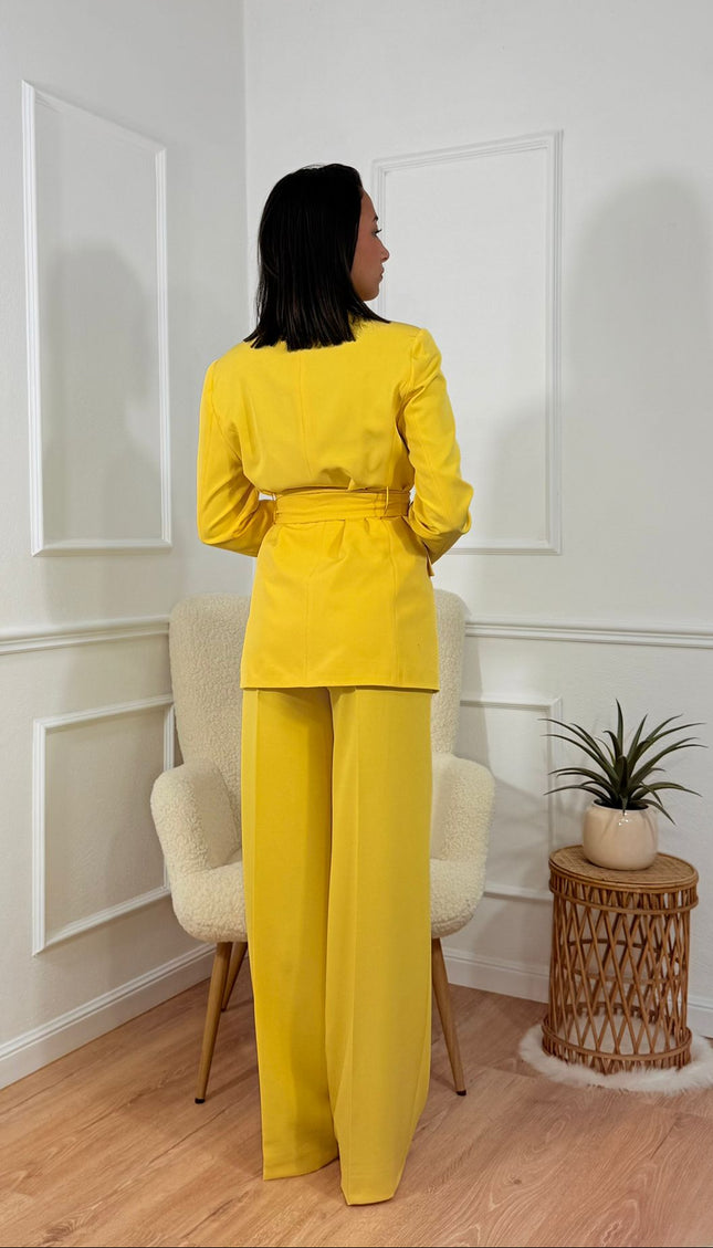 Tailleur con cintura Tona Risci Giallo