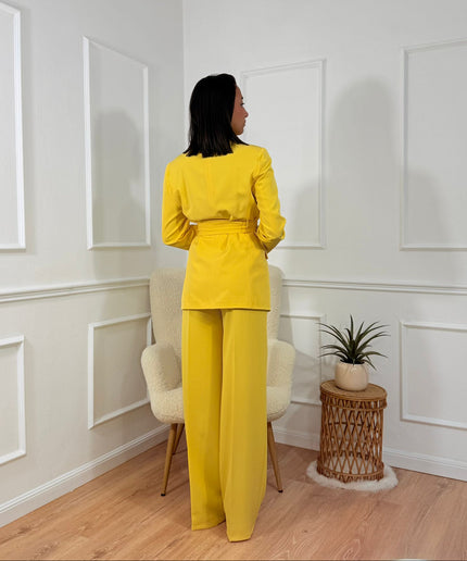 Tailleur con cintura Tona Risci Giallo