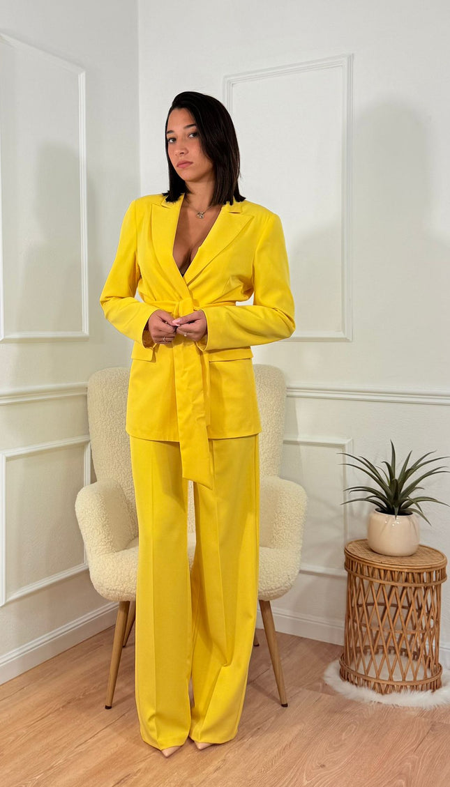 Tailleur con cintura Tona Risci Giallo