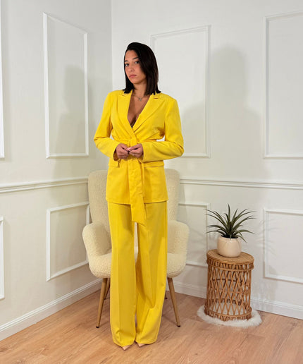 Tailleur con cintura Tona Risci Giallo