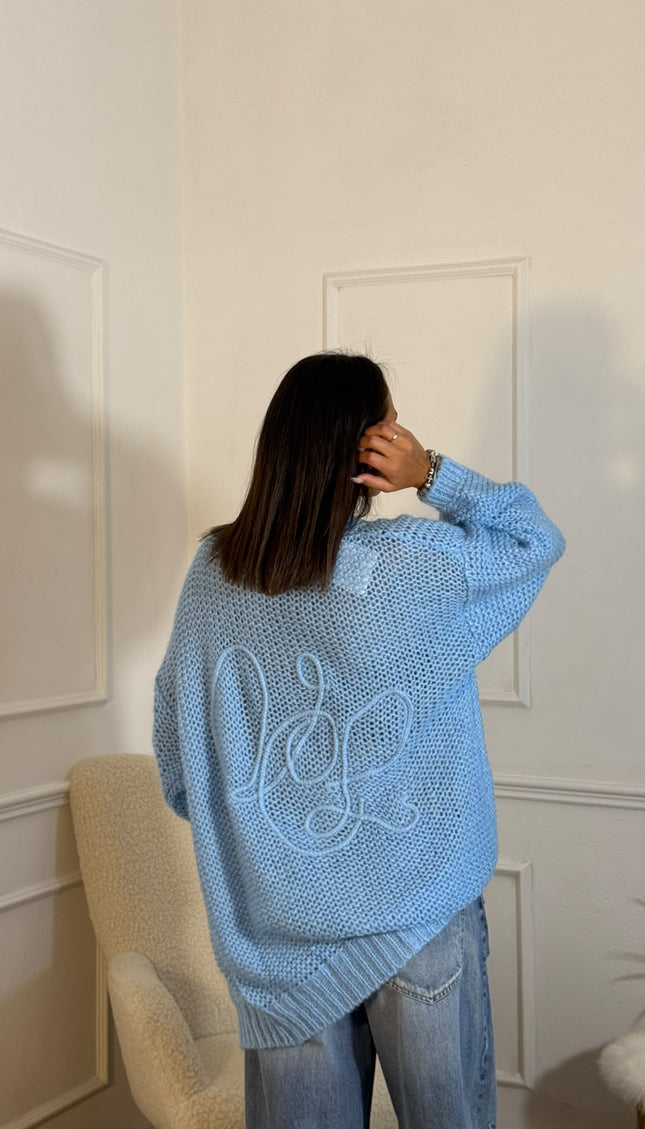 Cardigan Oversize Traforato – Azzurro