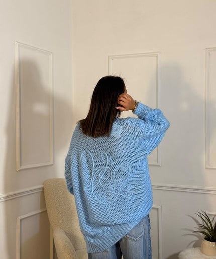 Cardigan Oversize Traforato – Azzurro