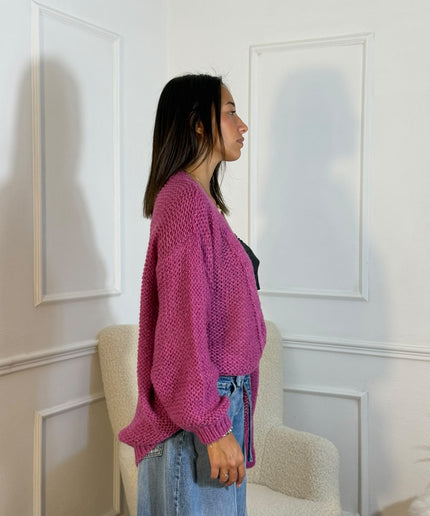 Cardigan Oversize Traforato – Fucsia