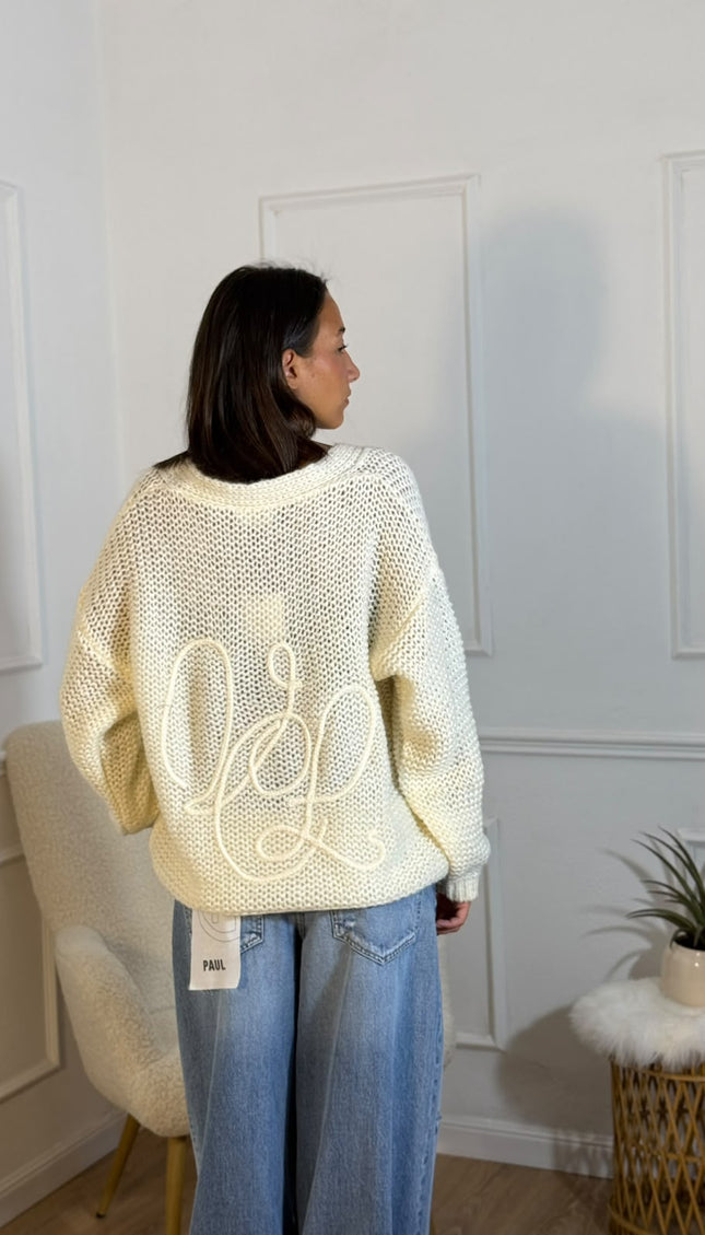 Cardigan Oversize Traforato – Panna