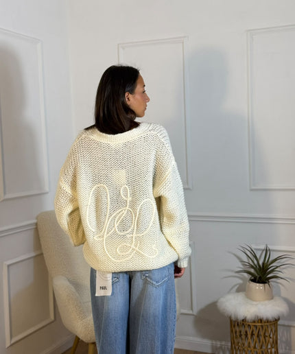 Cardigan Oversize Traforato – Panna