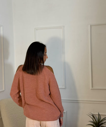 Maglione a Coste con Cut-Out – Terracotta