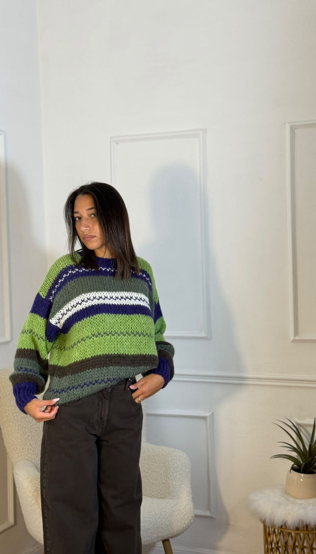 Maglione Oversize a Righe – Multicolor