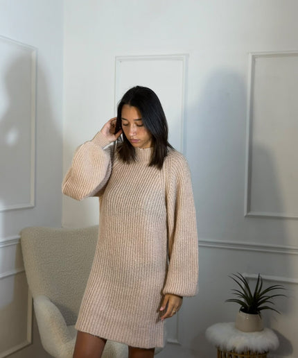 Abito Maglione Dolcevita – Beige Sabbia
