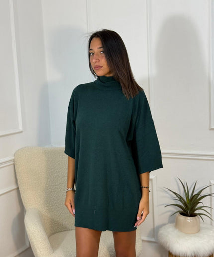Vestitino in Maglia con Collo Alto – Verde Scuro