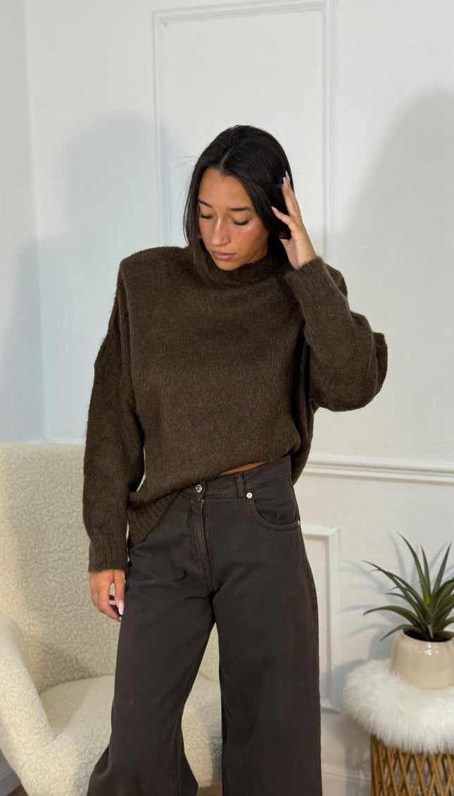 Maglione Oversize con Dolcevita – Testa di Moro
