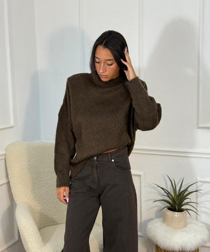 Maglione Oversize con Dolcevita – Testa di Moro