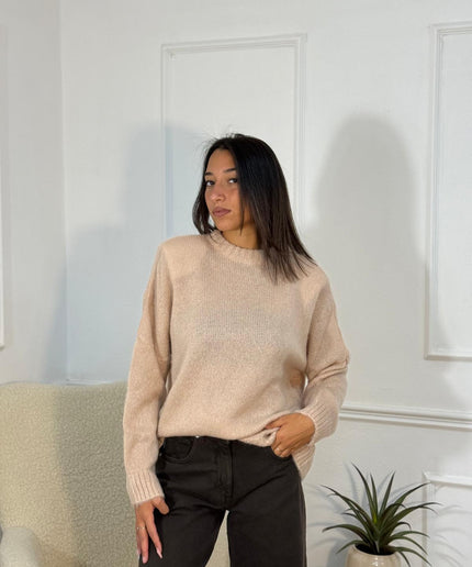 Maglione Oversize in Maglia – Beige