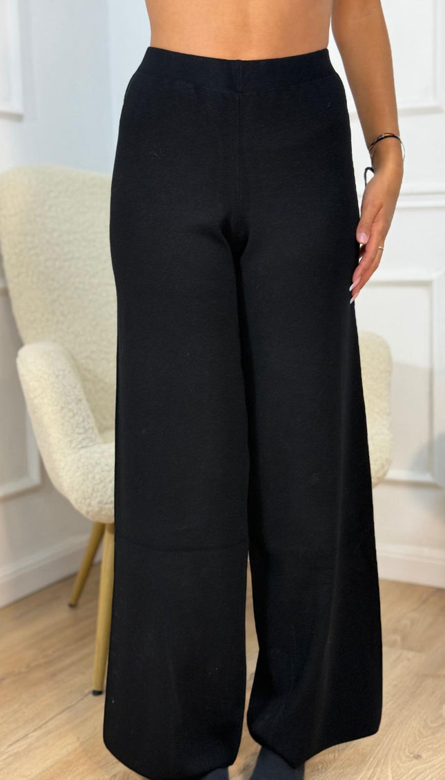 Pantaloni a Palazzo in Maglia – Nero