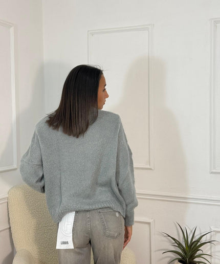 Maglione Girocollo in Maglia Morbida – Grigio