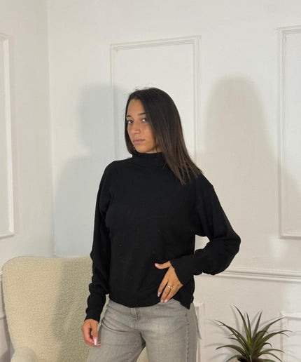 Maglione Collo Alto Semirigido Oversize – Nero