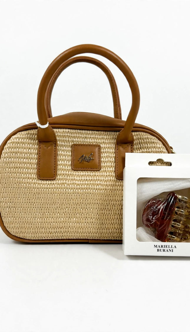 Borsa Mariella Burani in rafia bauletto con omaggio