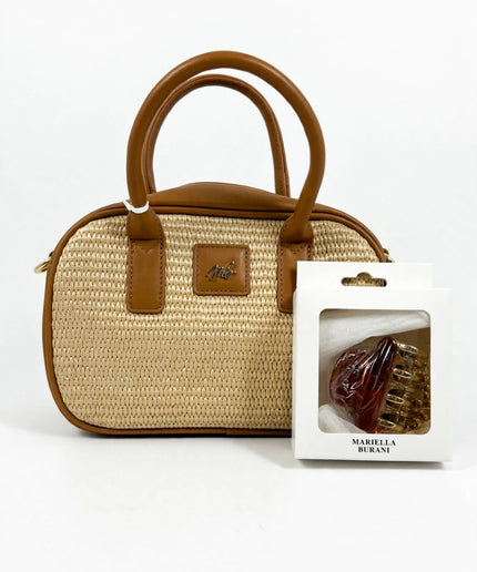 Borsa Mariella Burani in rafia bauletto con omaggio