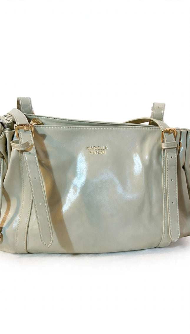 Borsa Mariella Burani argento metallizzata con coulisse