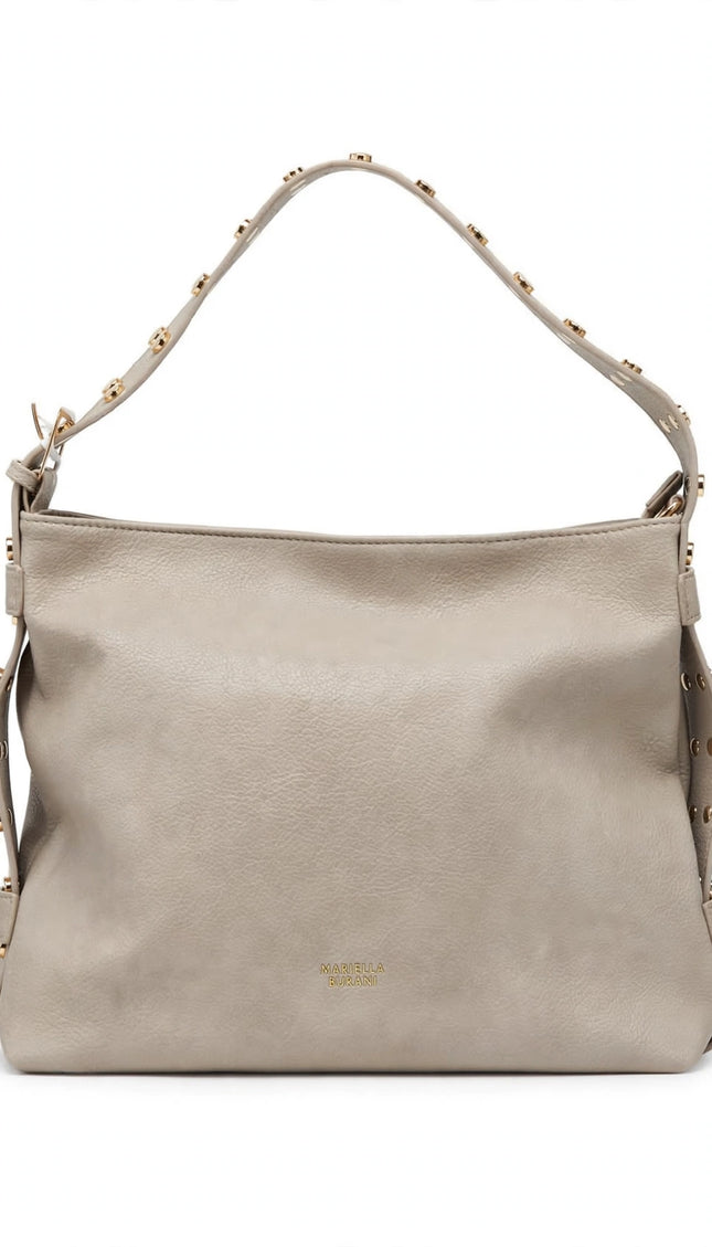 Borsa Mariella Burani tortora a spalla con manico borchiato