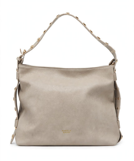 Borsa Mariella Burani tortora a spalla con manico borchiato