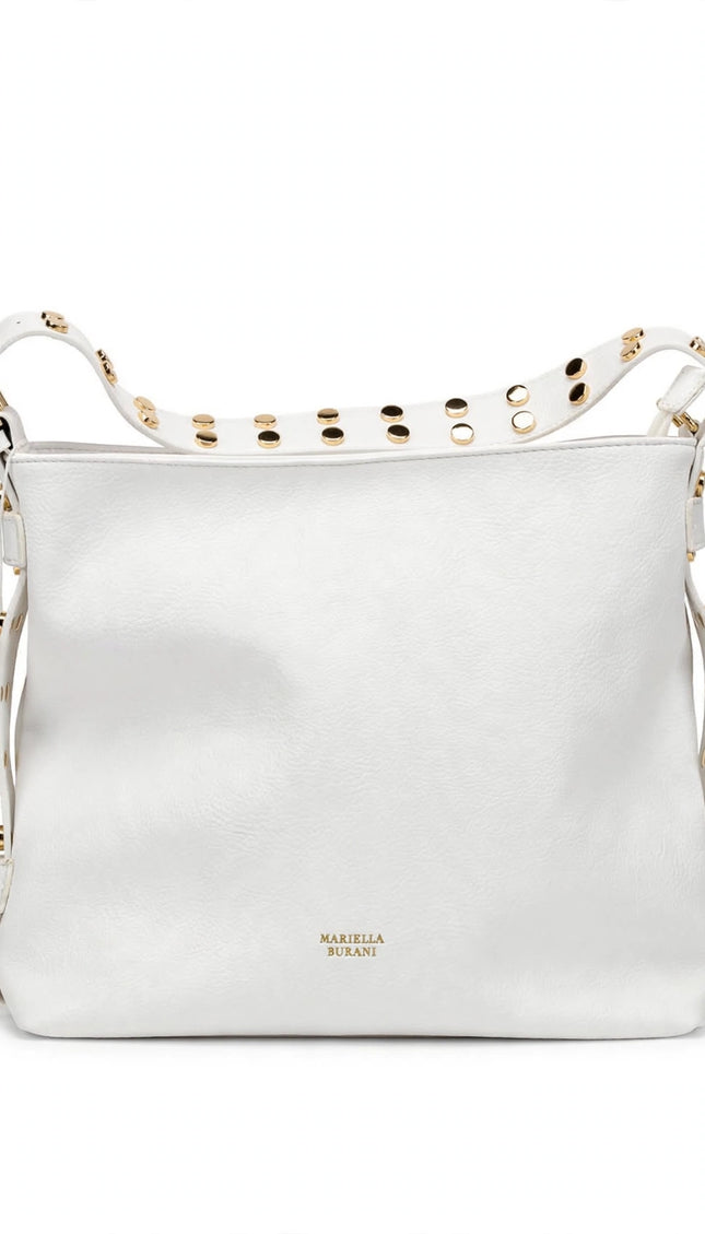 Borsa Mariella Burani bianca a spalla con manico borchiato