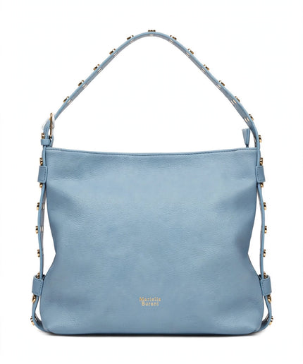 Borsa Mariella Burani azzurra a spalla con manico borchiato