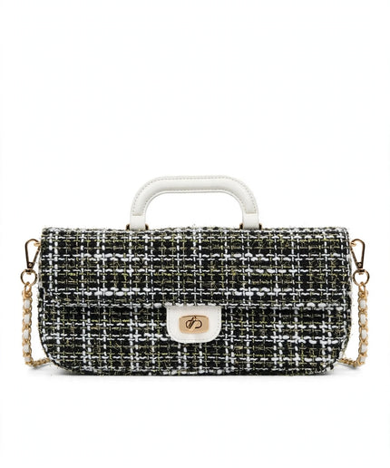 Borsa Mariella Burani in tweed bianca e nera baguette