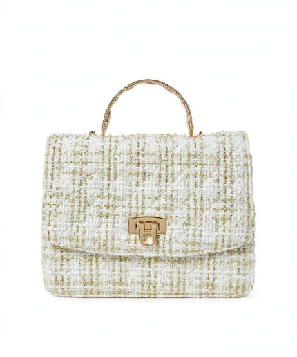 Borsa Mariella Burani in tweed panna a mano con patta