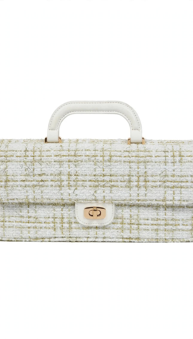 Borsa Mariella Burani in tweed panna baguette