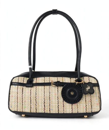 Borsa Mariella Burani in rafia e nera bauletto