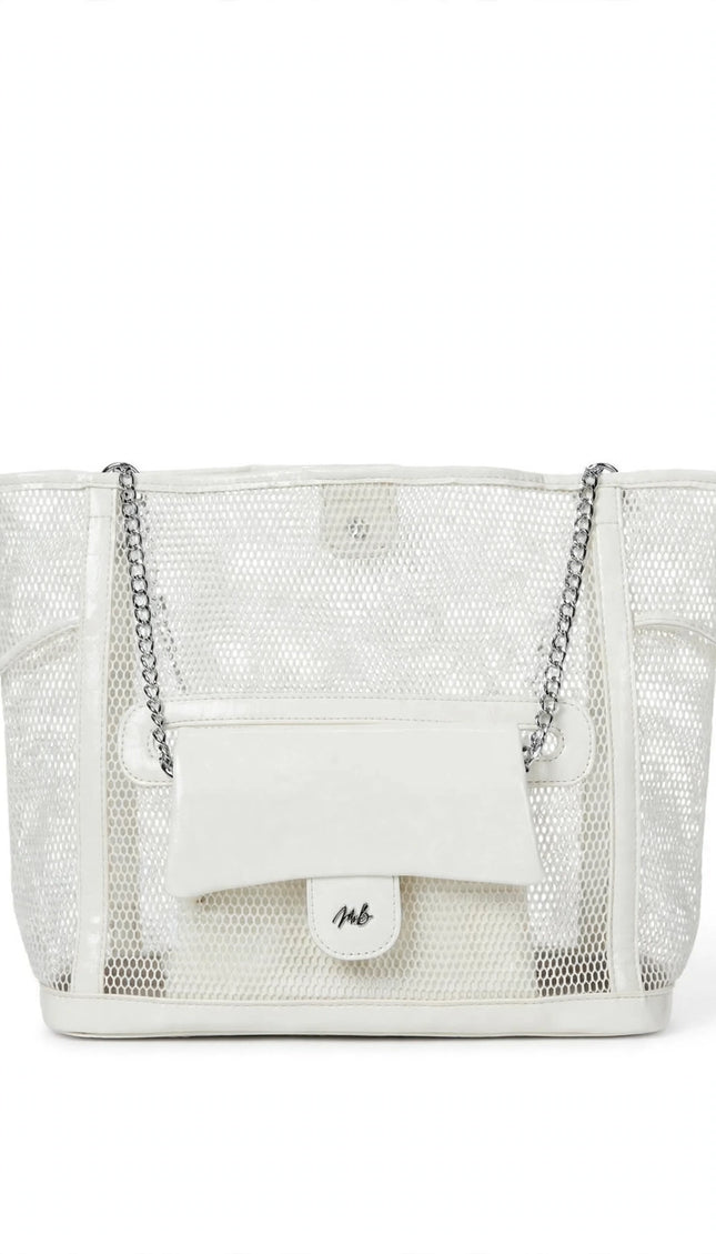 Borsa Mariella Burani bianca trasparente shopper