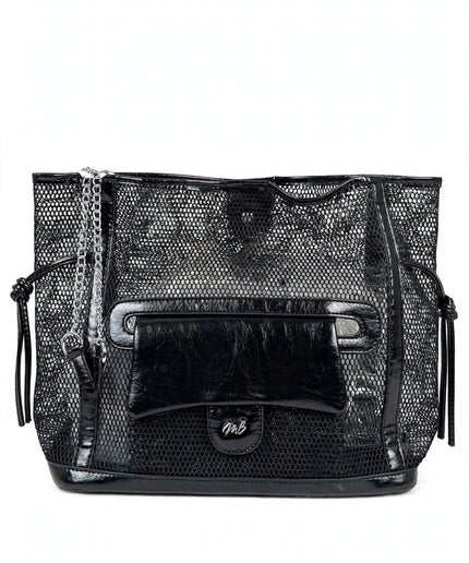 Borsa Mariella Burani nera laminata shopper