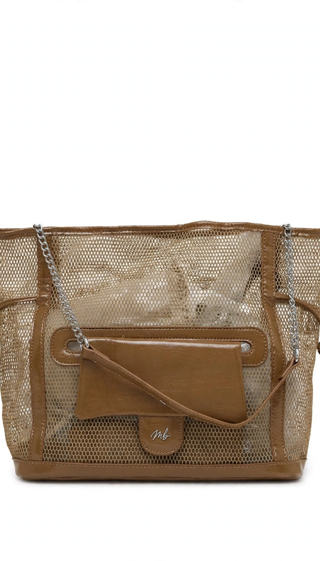 Borsa Mariella Burani cuoio trasparente shopper