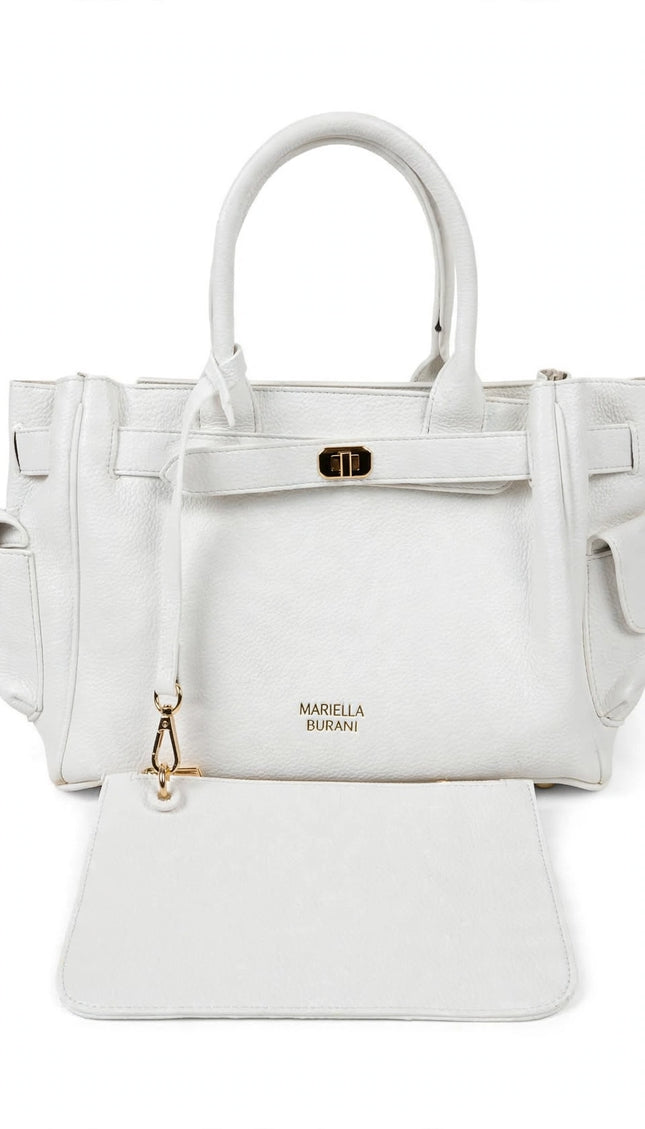 Borsa Mariella Burani bianca a mano con pochette