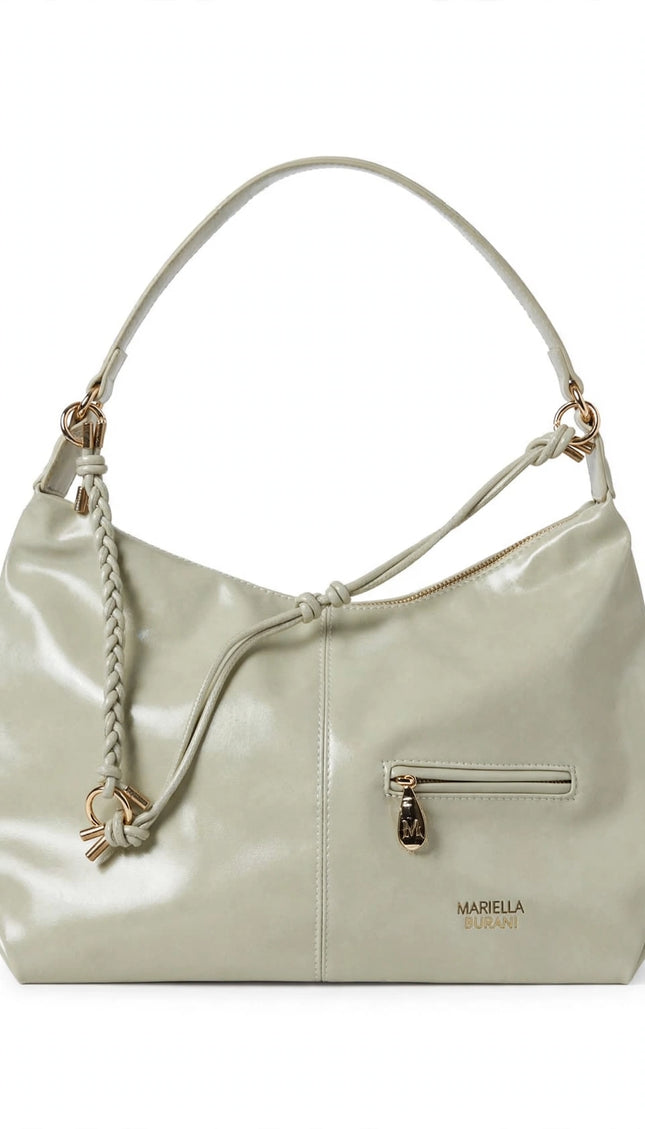 Borsa Mariella Burani grigio perla a spalla con zip