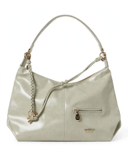 Borsa Mariella Burani grigio perla a spalla con zip