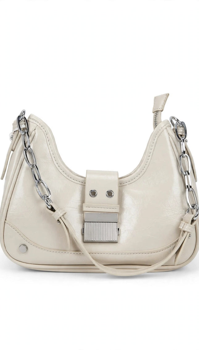 Borsa Mariella Burani panna a spalla con catena argentata