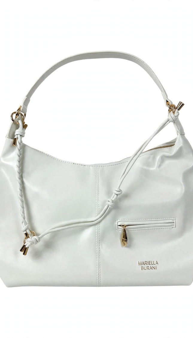 Borsa Mariella Burani bianca a spalla con zip