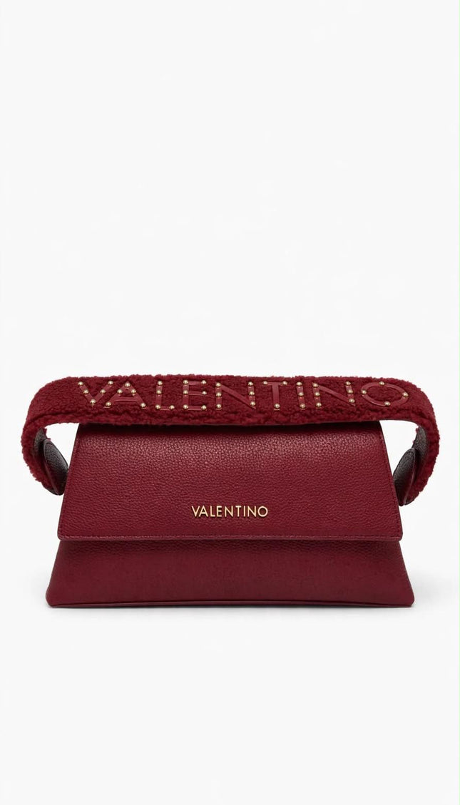 Borsa Mario Valentino bordeaux a spalla con tracolla logata