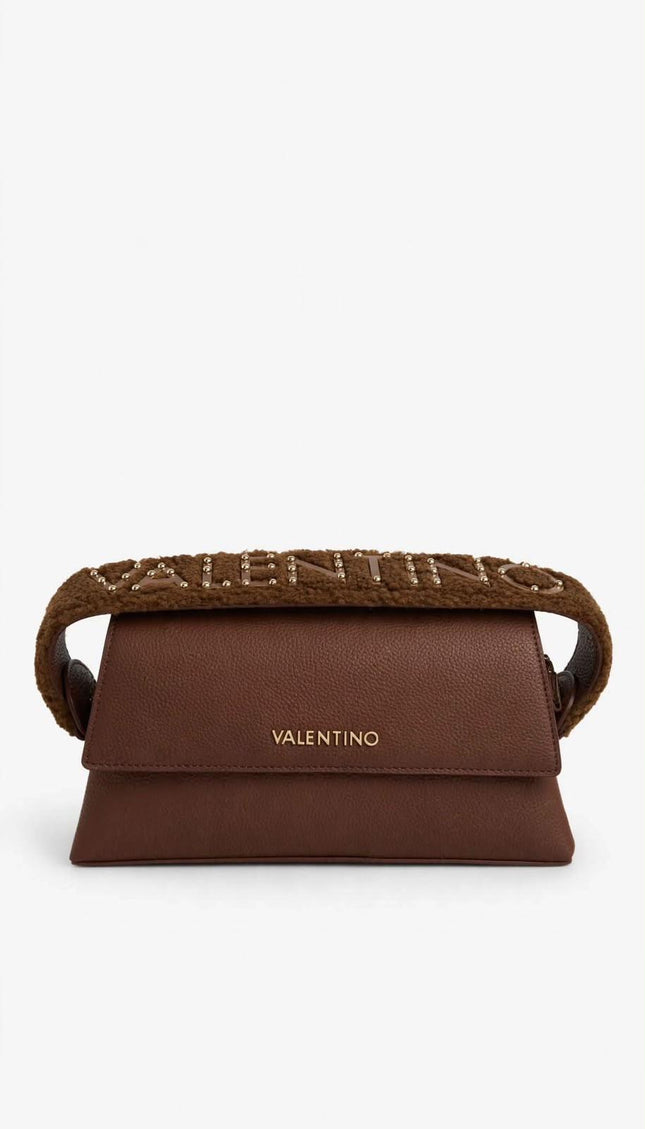 Borsa Mario Valentino marrone a spalla con tracolla logata