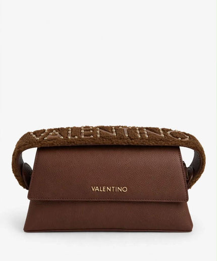 Borsa Mario Valentino marrone a spalla con tracolla logata