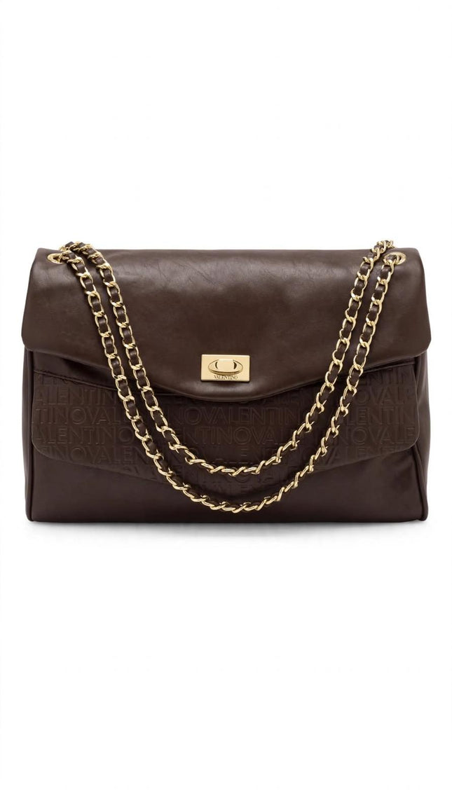 Borsa Mario Valentino marrone con catena e patta monogram
