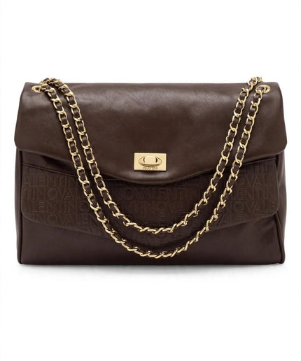 Borsa Mario Valentino marrone con catena e patta monogram