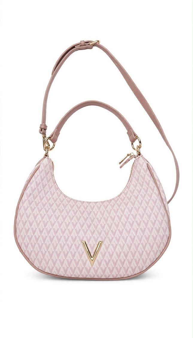 Borsa Mario Valentino rosa cipria a spalla con logo V