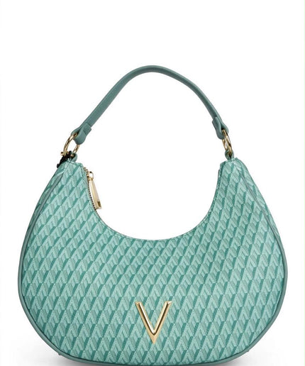 Borsa Mario Valentino verde acqua a spalla con logo V