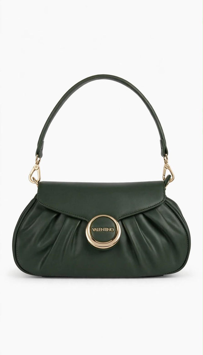 Borsa Mario Valentino verde scuro a mano arricciata