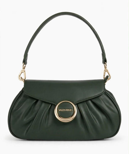 Borsa Mario Valentino verde scuro a mano arricciata